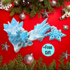 Dragón Copo de Nieve Bebé Articulado, Flexi Regalo de Navidad, Impreso en 3D - Imagen 1 de 35