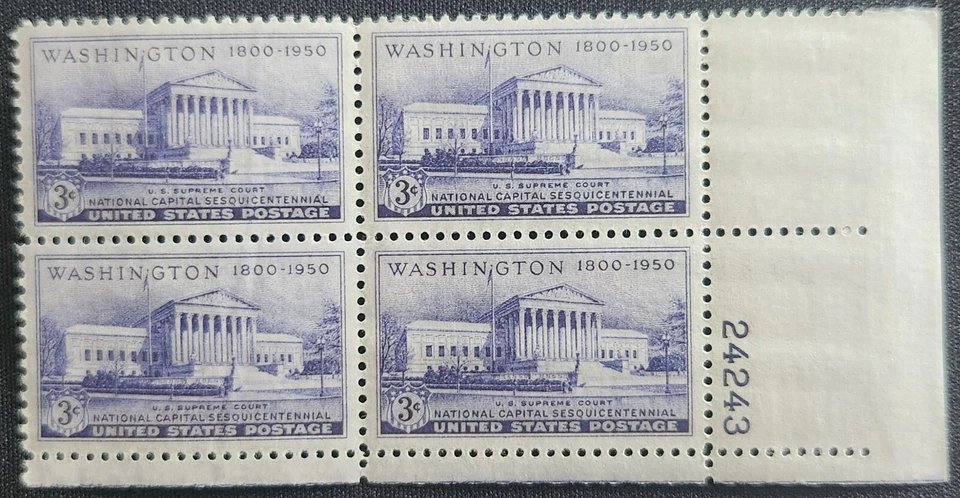 US Scott 991 - Supreme Court - MNH - 1950 Issue - Plate Block of 4 - Image 1 of 1