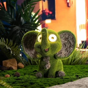 TERESA'S KOLLEKTIONEN Gartenornamente Outdoor für Gartengeschenke, Graselefant - Bild 1 von 6