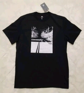 Chemise Converse adulte grande noire logo graphique imprimé Roadway Street NEUVE !! - Photo 1/12