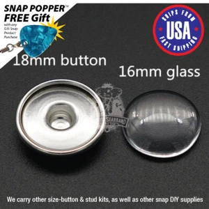 Zum Selbermachen 16 mm Glas Cabochon/18 mm Druckknopf Charm Ohrstecker Basis passt 18-20 mm Druckknöpfe - Bild 1 von 4