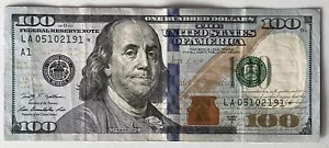 2009 A $100 Dollar Bill STAR Note (Circulated) LA 05102191* Misalign Print Error - Picture 1 of 7