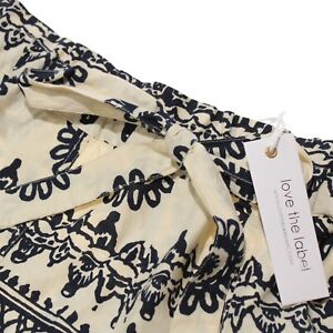 Love the Label NWT Printed Casual Shorts Size XS in Ivory/Navy 100% Cotton