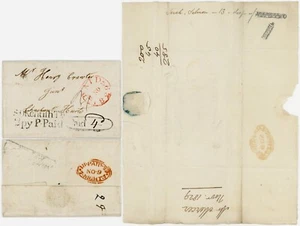 1829 COVER PAID LOZENGE 4d WALTHAM CROSS PY POST + KENTISH TN 2py CHESHUNT HERTS - Picture 1 of 4