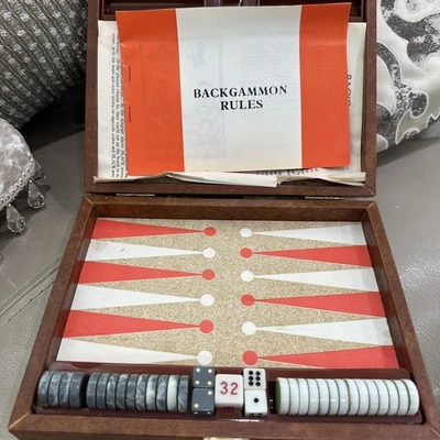 Vintage Cardinal Backgammon dice doubling cube set 1960s Rule Book - Image 1 of 4