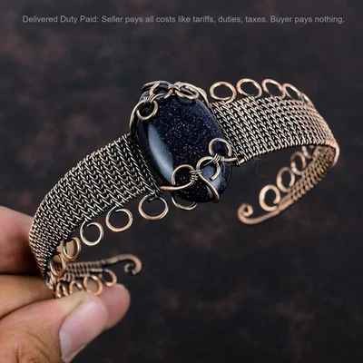 Oferta Black Friday Piedras Preciosas Azules Alambre de Cobre Envuelto Brazalete Hermana Joyería Foto 1 de 4