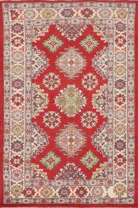 Rot/Elfenbein Kasak Akzent Teppich 3x5 Handarbeit Orientalisch Wolle Tribal Foyer Größe Carpet - Bild 1 von 21