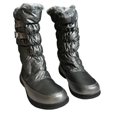 Sporto Quilted Puffer Faux Fur Lined Boots Size 10 Waterproof Winter Snow Warm - Image 1 of 4