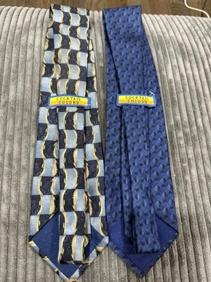 Pair Of Cocktail Colors Men’s 100% Silk Ties  Blue - Image 1 of 4