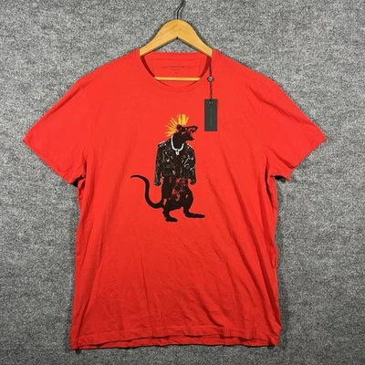 JOHN VARVATOS панк-рок крыса красный графический футболка мужская XL сделано в Перу новый с Ярлыками новый - Изображение 1 из 4