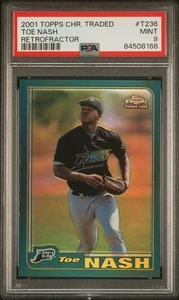 Greg Toe Nash 2001 Topps Chrome Traded Retrofrattore RC PSA 9 Tampa Bay Rays RIP - Foto 1 di 2