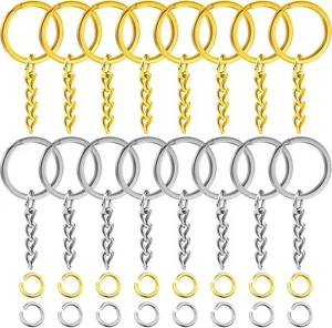 200PCS Flat Key Chain Rings Kit, 50PCS Silver and 50PCS Gold Flat Key Rings - Picture 1 of 7