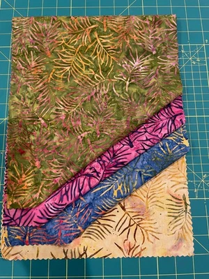 Batik Sample Card - 100% cotton - 4 fabrics - 11"w x  17"l -#187 - Image 1 of 2