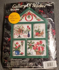 Vintage 1994 Bucilla Christmas Plants Counted Cross Stitch Kit w/ Frame K47 - Picture 1 of 5