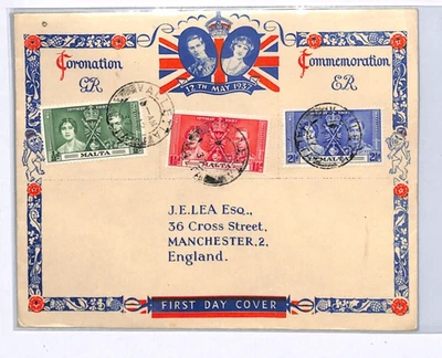 MALTA FDC 1937 CORONATION Valletta GB Manchester{samwells-covers}XK102 - Image 1 of 4