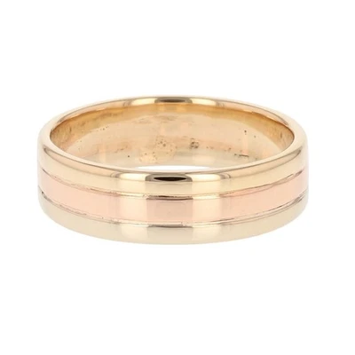 Alianza de boda acanalada de varias filas de 6,6 mm oro multicolor de 18 k 9,30 gramos tamaño 11,5 Foto 1 de 4