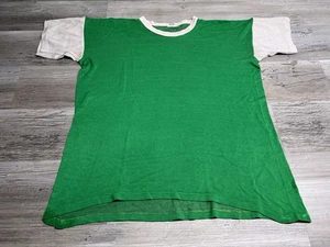 Vintage 60s 70s Mason Athletic Mens Sportswear Top Green White Short Sleeve USA - Picture 1 of 7