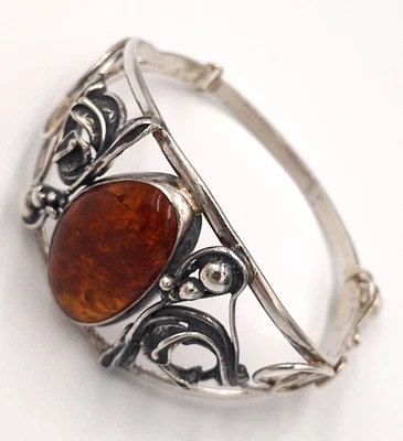 Vintage schöner Bernstein Armreif aus 800er Silber, Polen/Danzig - Bild 1 von 4