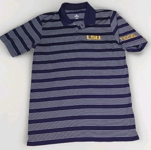 LSU Tigers Polo Shirt Men's Size Medium Purple Stripes Knights Apparel  - Picture 1 of 4