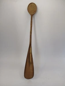 Vintage Beautiful Solid Brass Tennis Racket Shoe Horn 12” Length - Picture 1 of 6