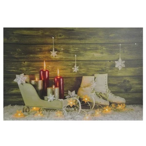 Northlight Velas LED Patines sobre Hielo Trineo Navidad Lienzo Arte de Pared 23.5" x 15.5" - Imagen 1 de 3