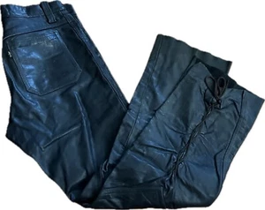 VTG Levi's High Rise Flare Leather Cowboy Biker Laced Pants Black Tab Men 33X30 - Picture 1 of 16