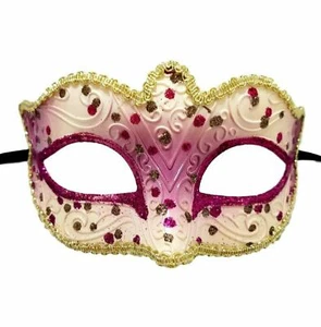Lila Weiß Gold kleine venezianische Maske Maskerade Karneval - Bild 1 von 3