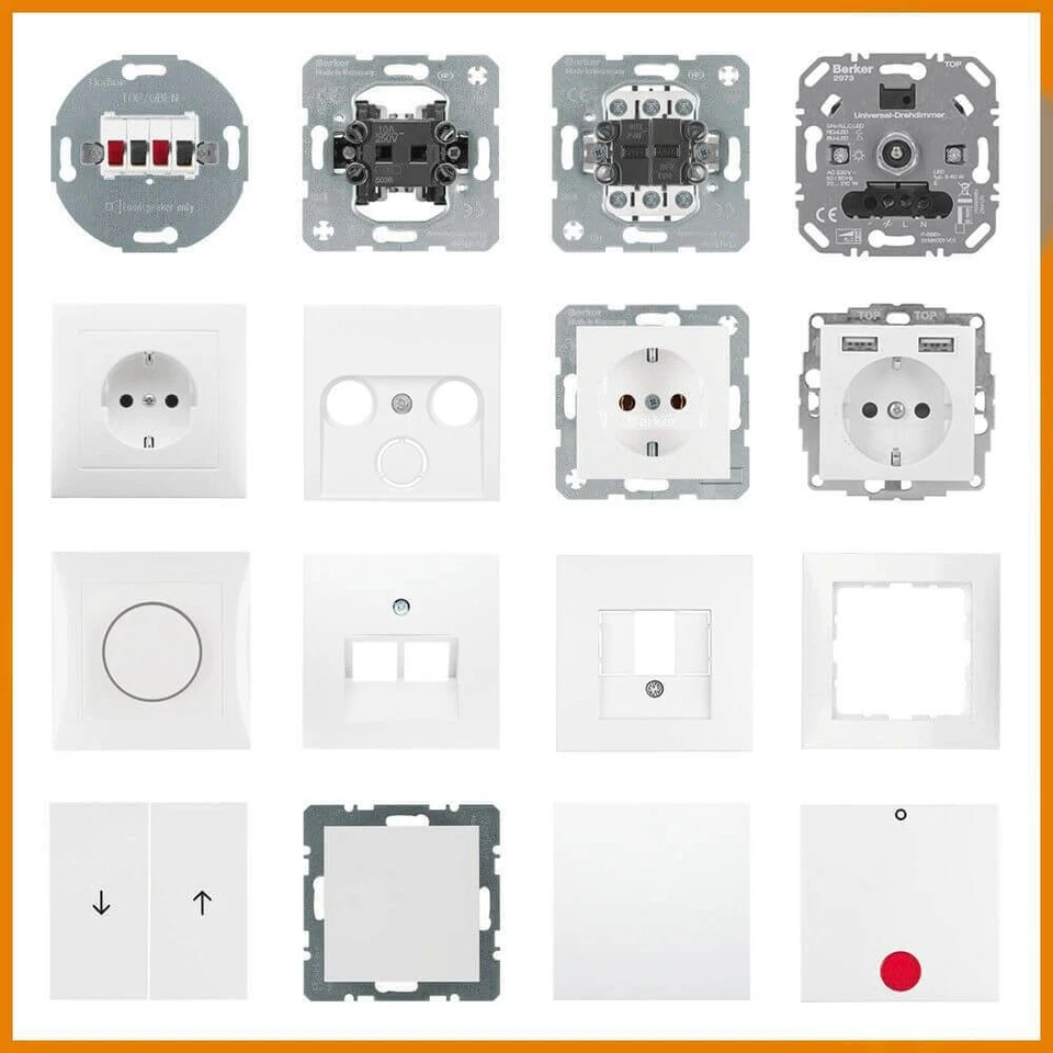 Berker S.1 Polarweiss matt Steckdose Schalter Wippe Rahmen Dimmer Auswahl