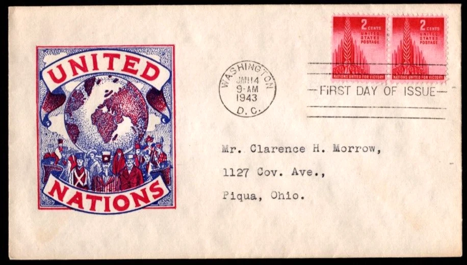 Nations United For Victory  FDC, SC# 907, Ioor cachet, Wash, DC - Image 1 of 1