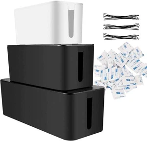 ASelected Cable Management Box Confezione 3 Tidy Box Organizzatori Filo Plastica Nascondi UK - Foto 1 di 6