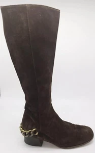 Bota de montar Michael Kors para mujer talla 6 M adorno de cadena marrón gamuza cremallera - Imagen 1 de 11