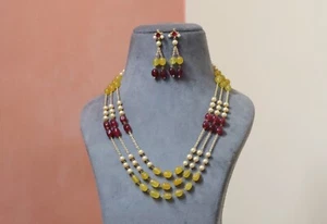 Necklace Wedding Anniversary Gifts Mala For Womens Fashion Necklace Beads Haar - Picture 1 of 6