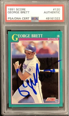 George Brett Signed 1991 Score #120 Baseball Card Royals Autograph HOF PSA/DNA - Image 1 of 2