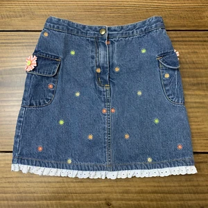 Gymboree Freshly Picked Skort Girls Size 8 Floral Jean Denim Skirt Elastic Waist - Picture 1 of 7