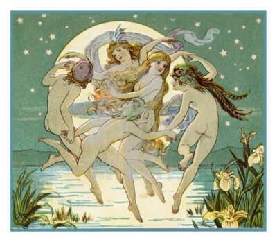 Emily Gertrude Thomson's 5 Fairies Dancing in Air Counted Cross Stitch Pattern - Image 1 of 3