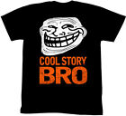Troll Face You Mad Cool Story Bro Mens Neon Orange on Black T-Shirt