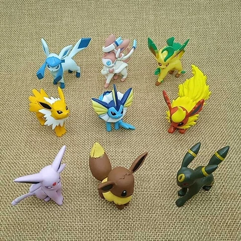 9pcs Go eevee evolution action figure Monster Collection Figurine 2" Without Box Cover