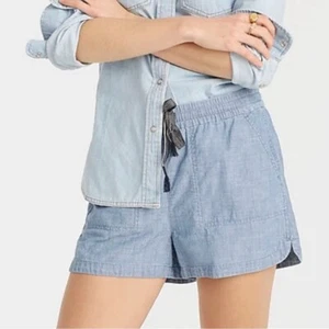 NWT J.Crew Seaside Chambray Shorts XXS Blue High Rise 100% Cotton Summer Beach - Picture 1 of 8