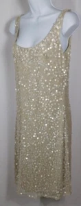 Vestido PATRA NUEVO CON ETIQUETAS para mujer con lentejuelas beige sin mangas talla 8 - Imagen 1 de 8
