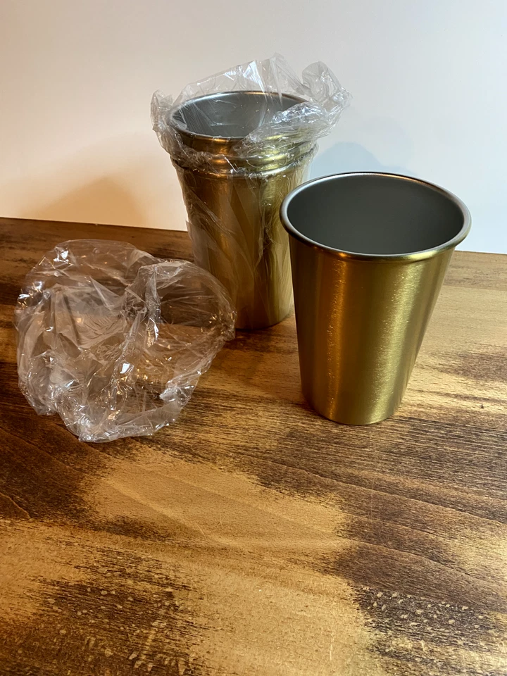 *NUEVO 304 Acero Inoxidable • Tono Dorado - 16oz - Juego de 4 vasos Foto 1 de 1