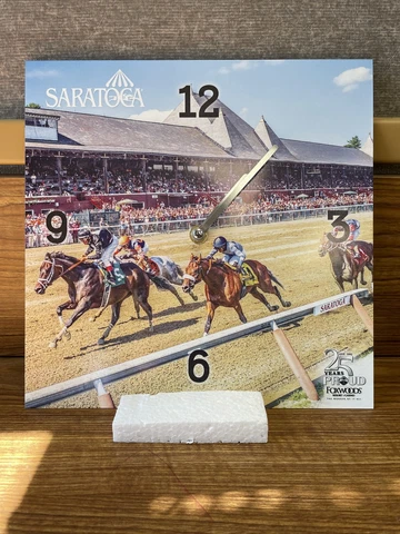 2017 SOUVENIR FOXWOODS CASINO 25 YEARS SARATOGA HORSE RACING WALL CLOCK NEW Cover