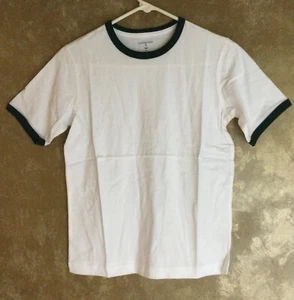 Lands End Boys Ringer T-Shirt White/Evergreen Crew Neck ..Size M(10-12) - Picture 1 of 2