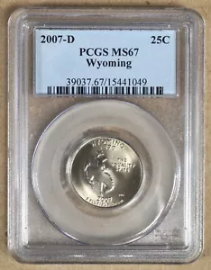 2007-D WYOMING STATE QUARTER PCGS MS67 441049 - BUSINESS STRIKE - Picture 1 of 2