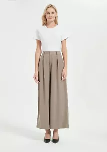 Tronjori Women High Waist Casual Wide Leg Pants Trousers Size Large. NWT - Picture 1 of 5