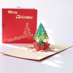 100x Xmas Tree Merry Christmas New Year Thank You Card Decorations Holiday Cards - Picture 1 of 8