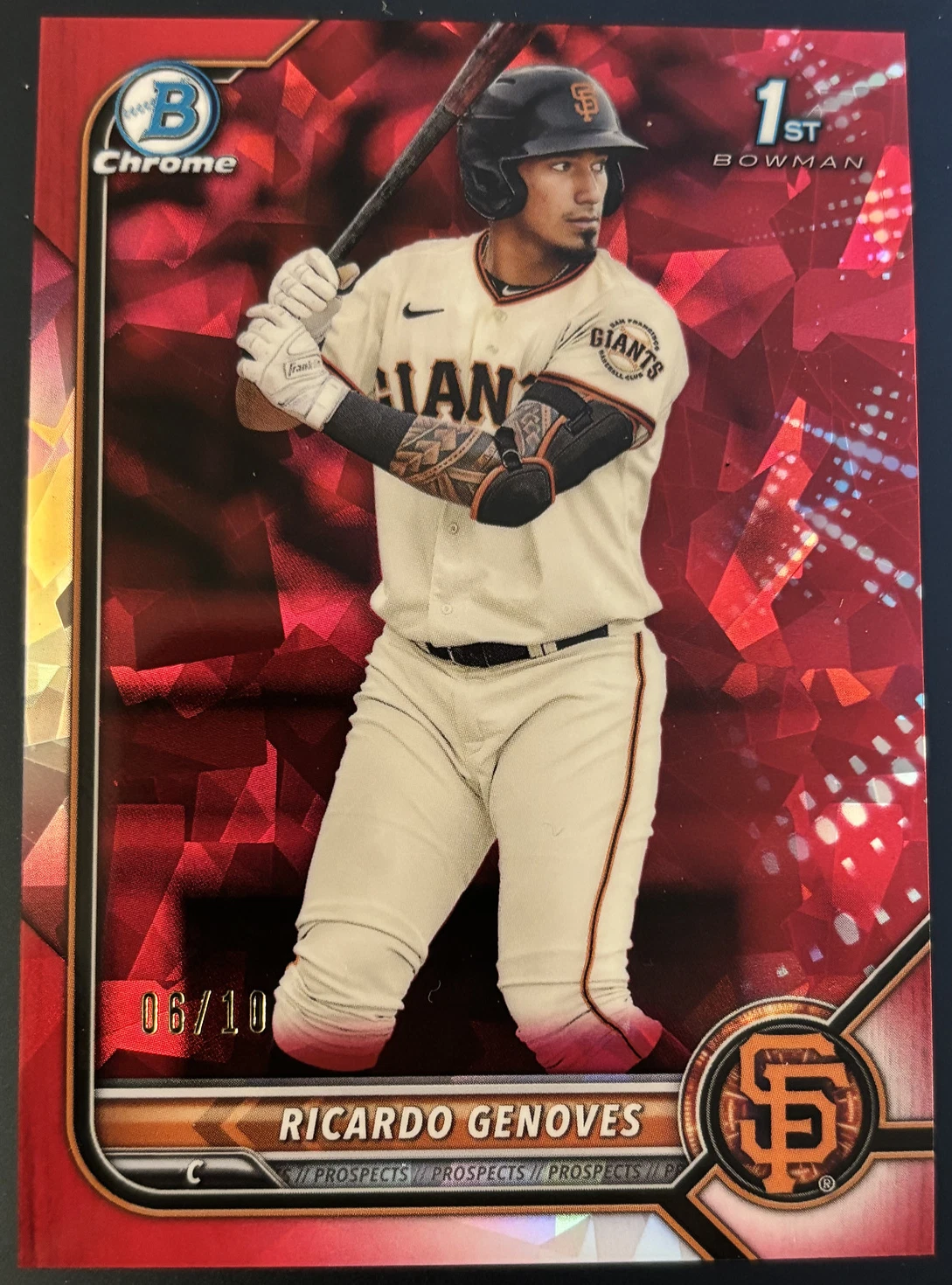 2022 Bowman Chrome Sapphire Prospects Red Refractors #BCP60 Ricardo Genoves 6/10