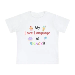 Baby T-Shirt - Cute Baby Snacks Tee with My Love Language is Snacks & Got Snacks - Picture 1 of 21