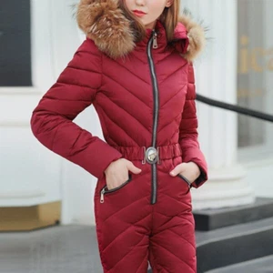 One-Piece Ski Suit Women Warm Skiing Jumpsuit Snowboarding Suits Winter Overalls - Picture 1 of 27