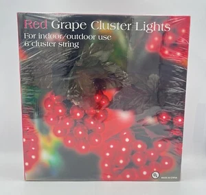 Set of 2 Outdoor String Lights Red Grape Cluster NIB 6 Cluster String - Picture 1 of 5