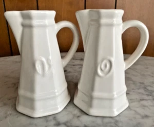 Pfaltzgraff Heritage White Stoneware  Oil & Vinegar Cruets - Picture 1 of 6